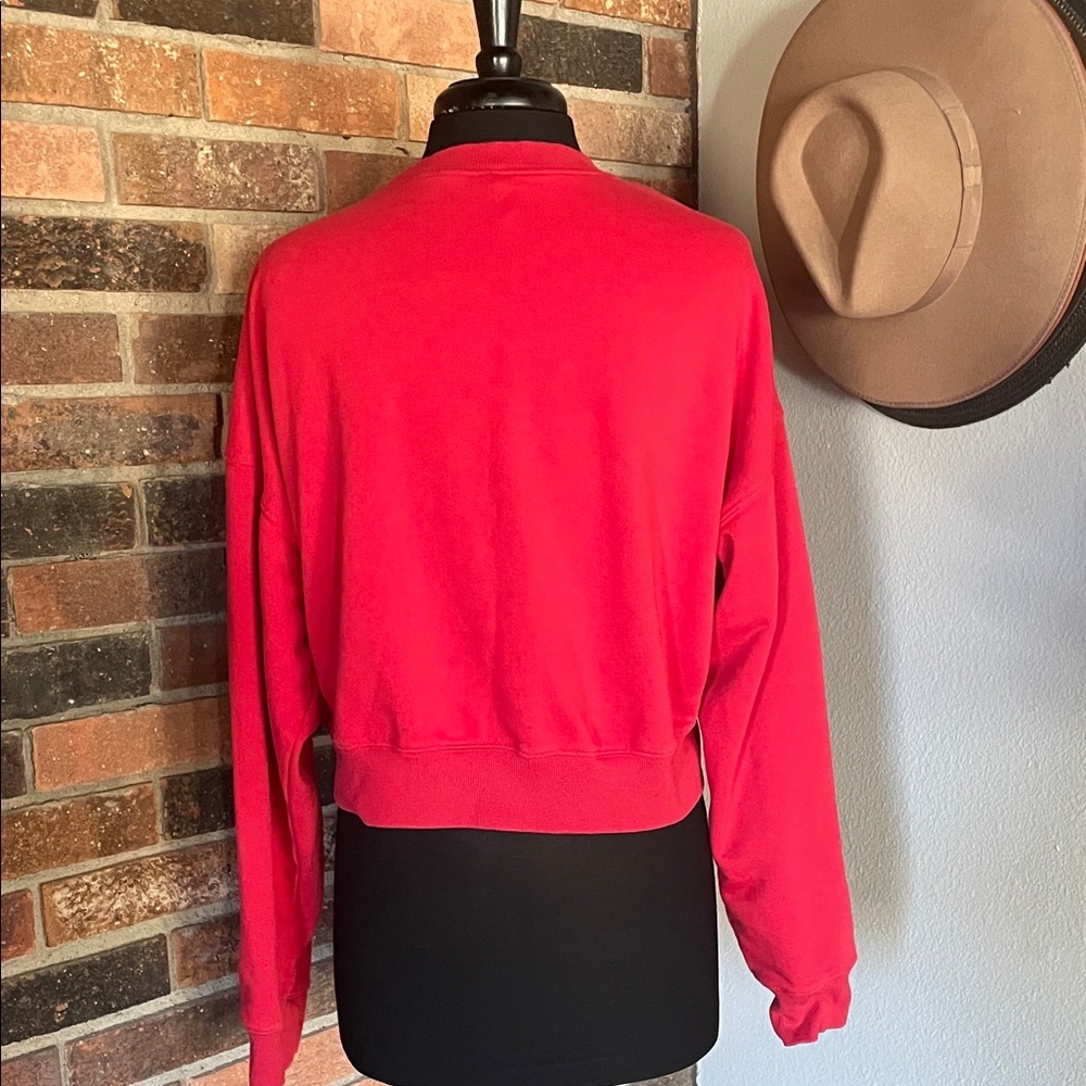 Fabletics Bold Red Women's Cropped Crewneck Sweatshirt L - Picture 4 of 5